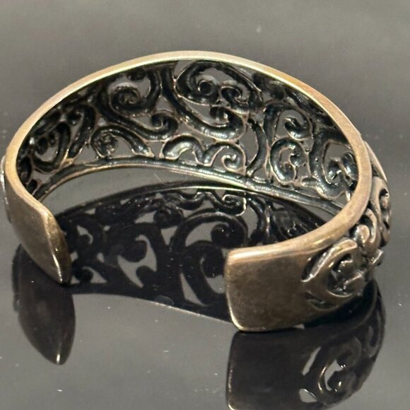 Filigree Sterling Silver 925 Vintage Cuff Bracelet Wide Tested Victorian Gift - Picture 4 of 8